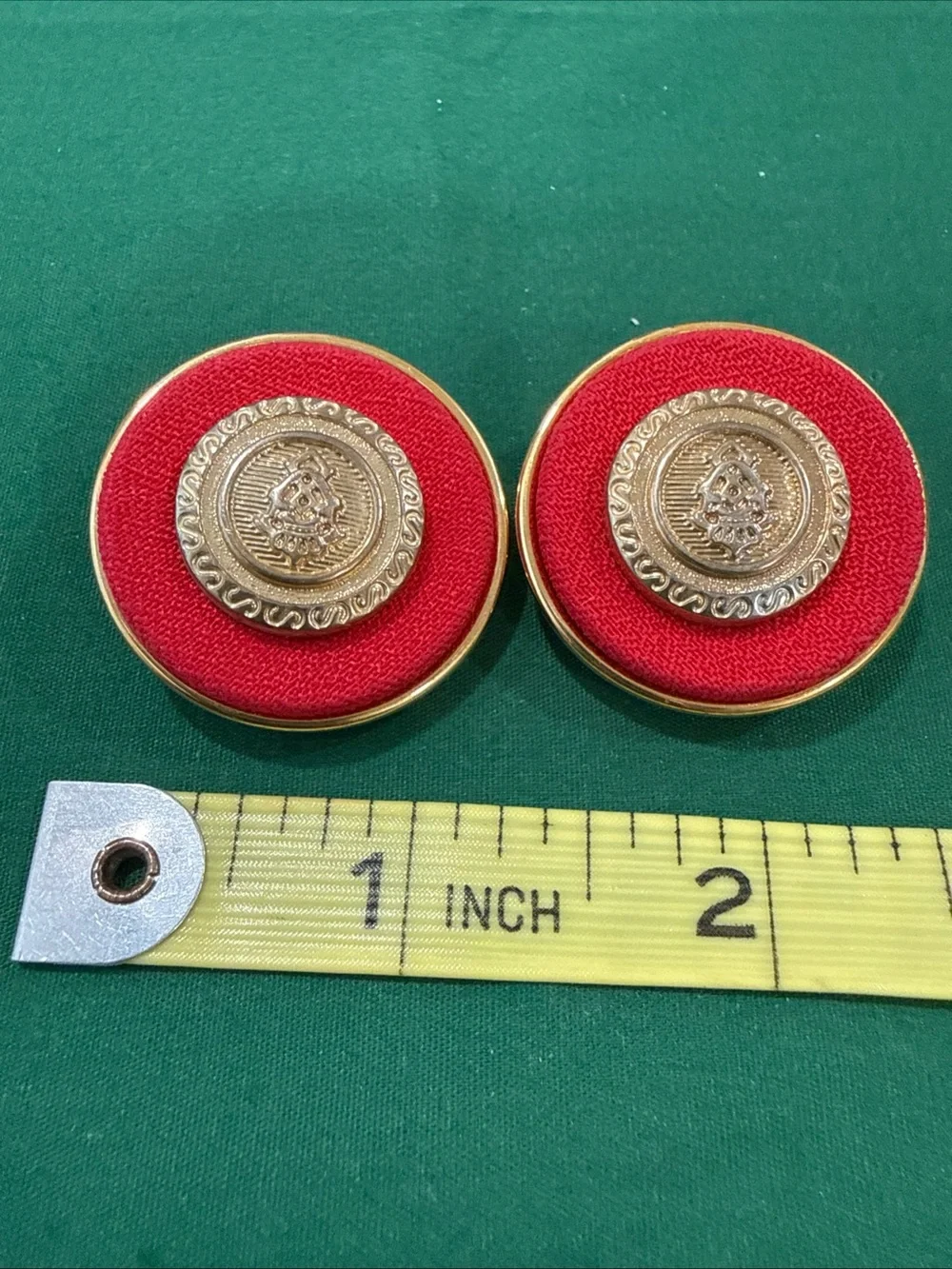 Designer look a like  Red Gold-Tone Button Earrings - Unbranded. 46B